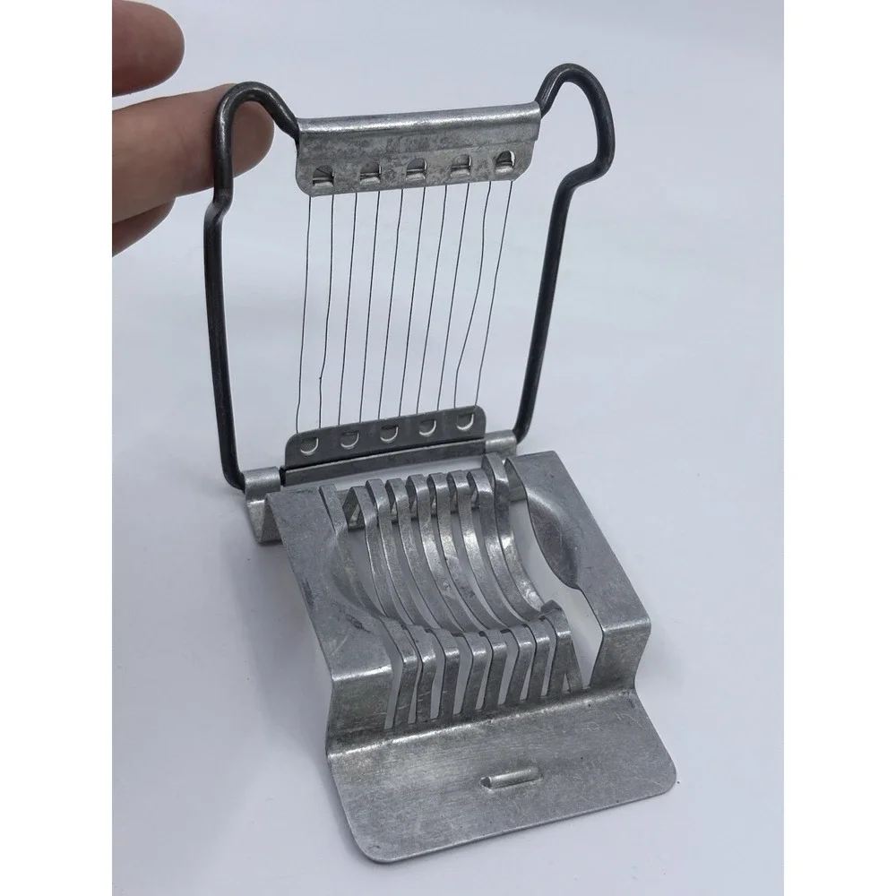 Vintage Egg Slicer Aluminum Metal Wire Cutter Retro Kitchen USA